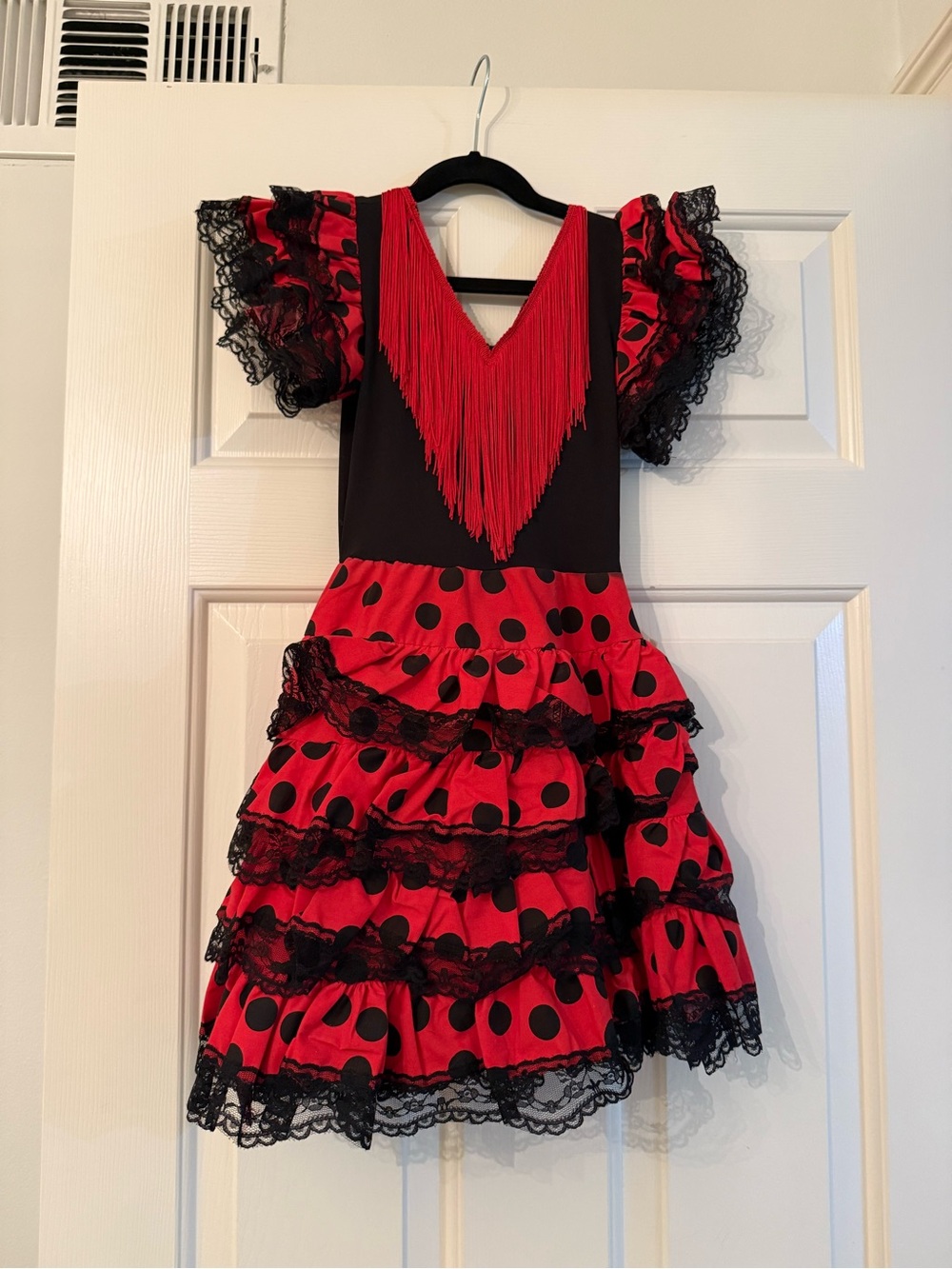 Red and Black Flamenco-Style Kids Costume Dress